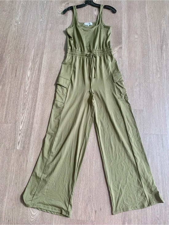 Almost Famous Pants - Almost Famous Olive Cargo Jumpsuit